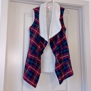 Boutique Style Plaid Faux Fur Vest